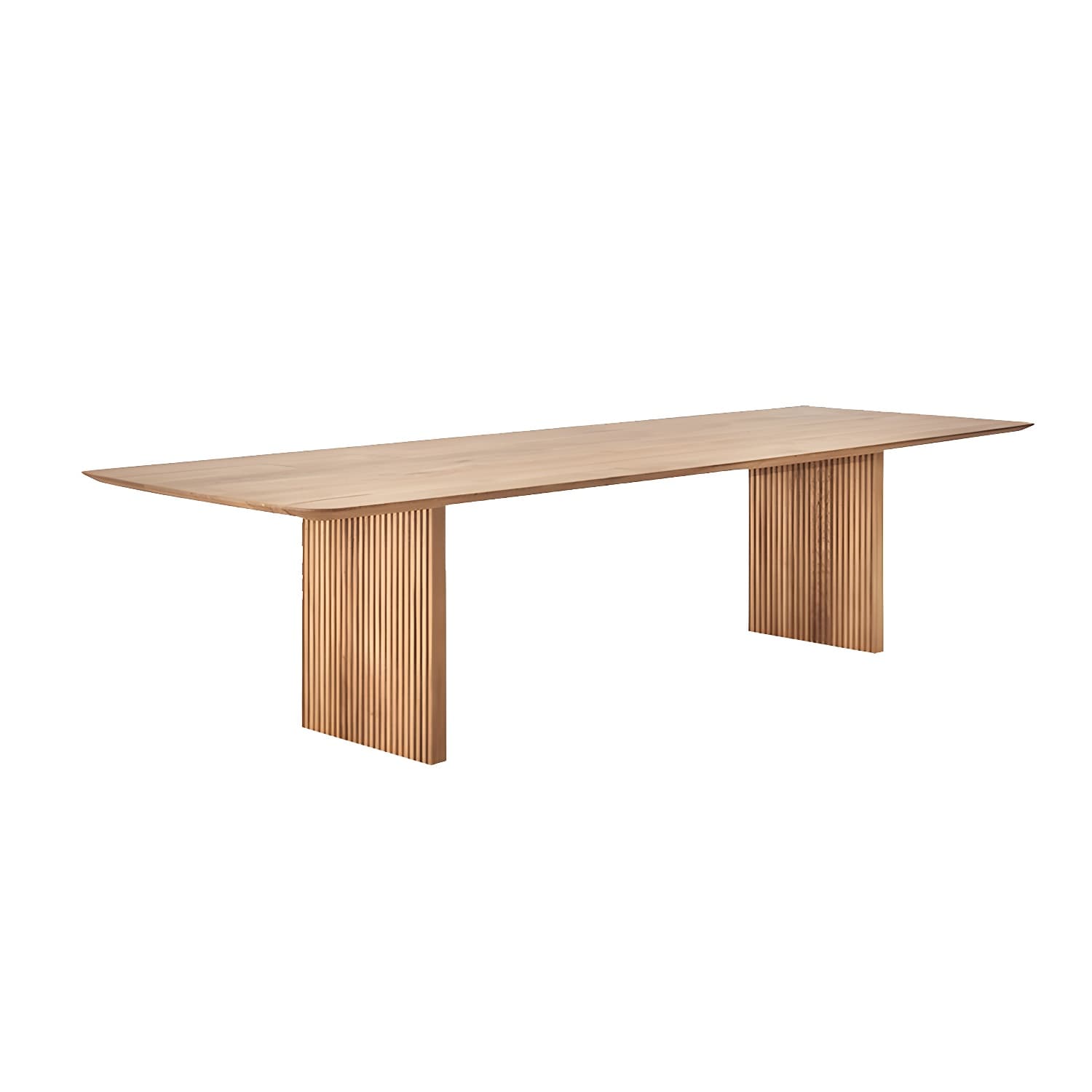 Matte Finish Dining Table with Double Pedestal Pine Wood Dinette Table for Kitchen