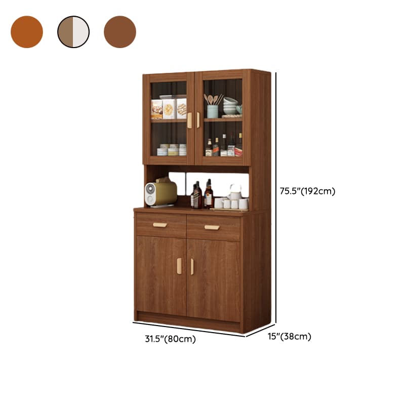Modern Glass Doors Freestanding Wood Countertop Sideboard with Kitchen Appliance Storage - image 16