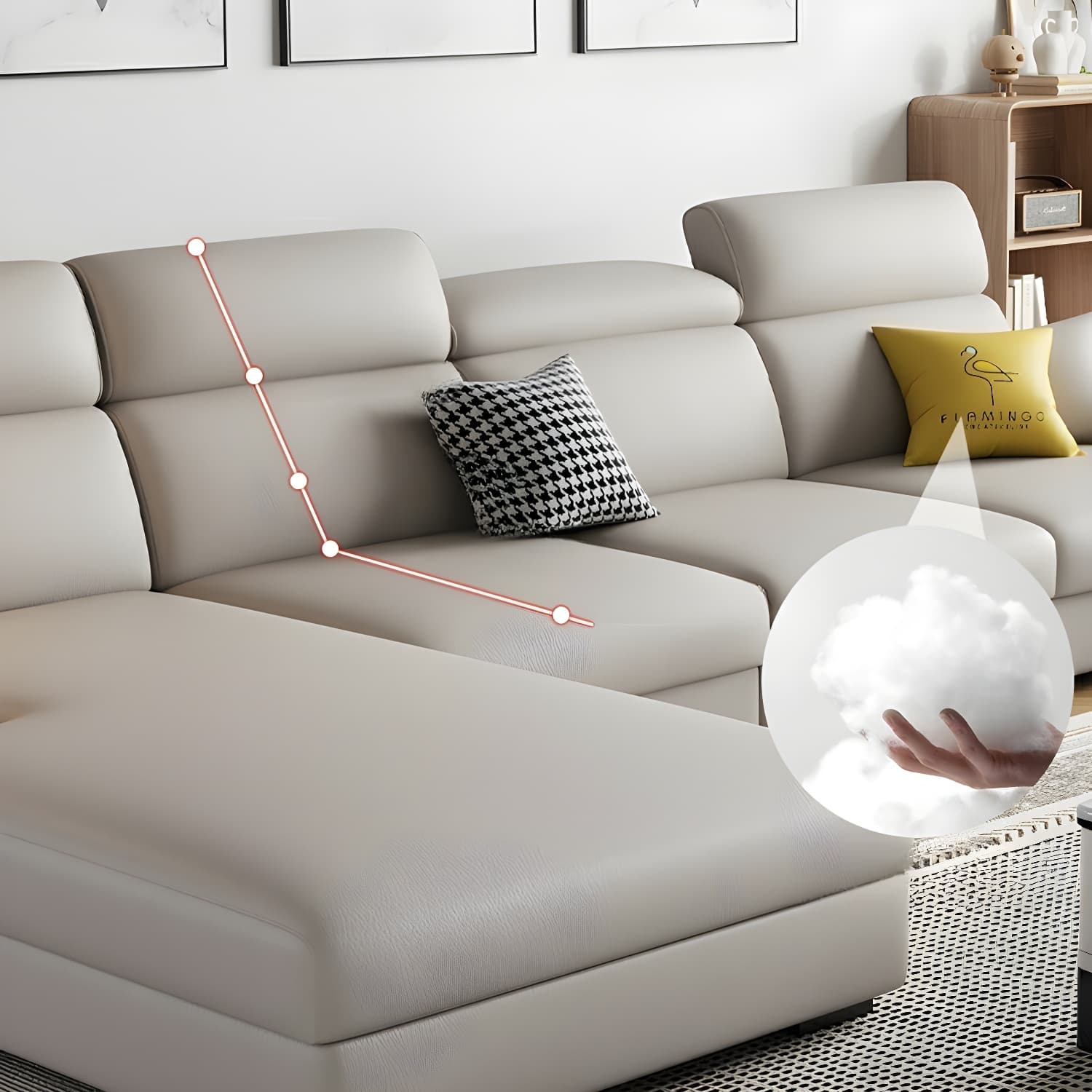 Modern Sectional Sofa and Chaise with Adjustable Pillows and Pillow Top Arm - image 11