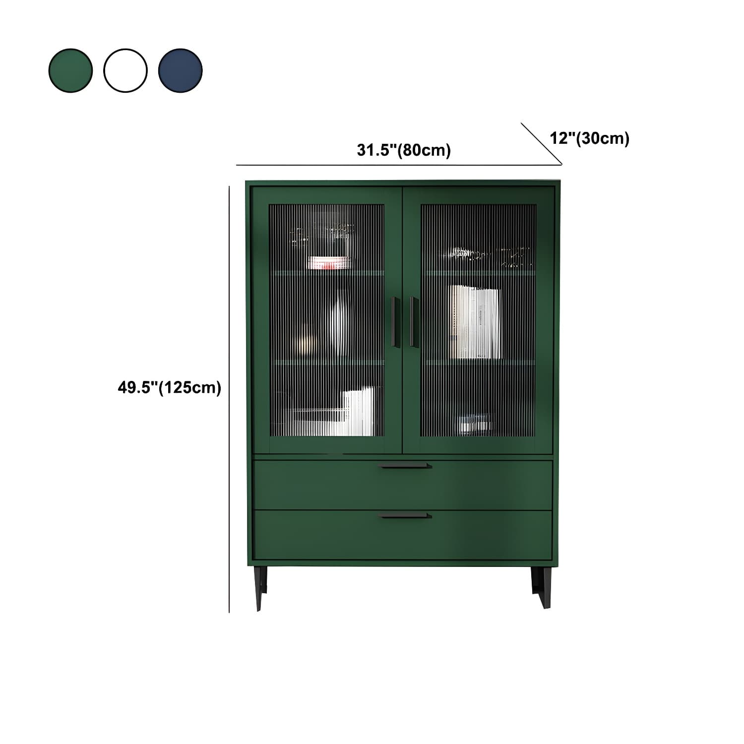 Wooden Accent Cabinet with Glass Door and 2 - Drawer 11.81" Wide Side Cabinet - image 18
