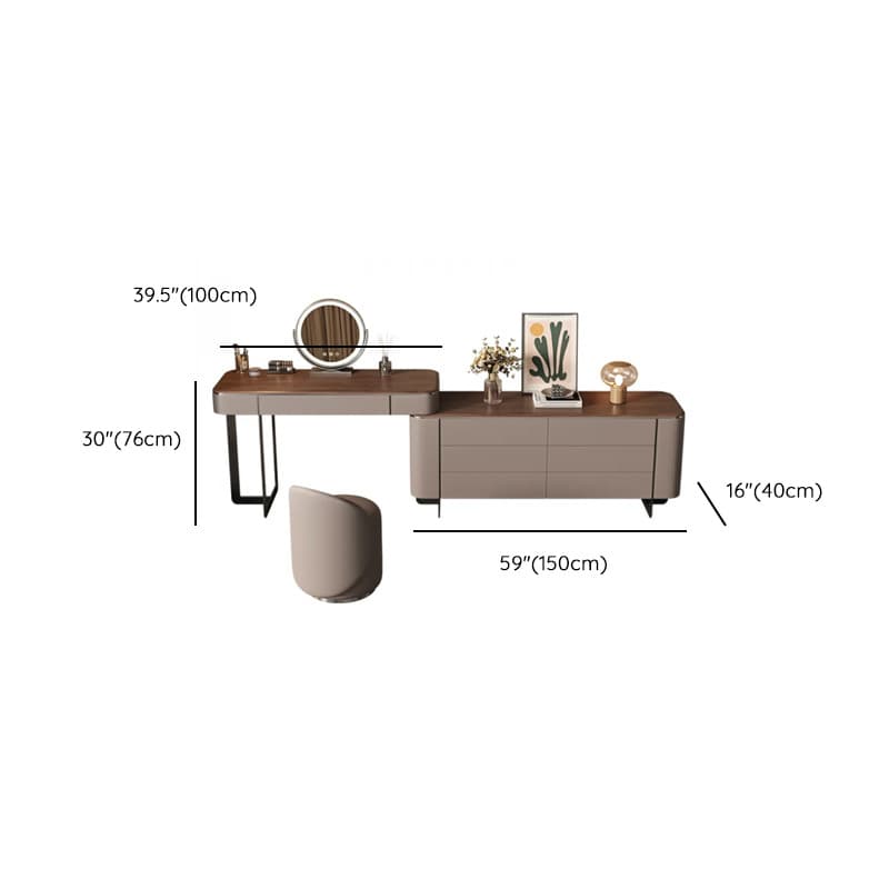 Vanity Set in Tan with 7 Drawers, Scalable and Push-Pull Features - image 14