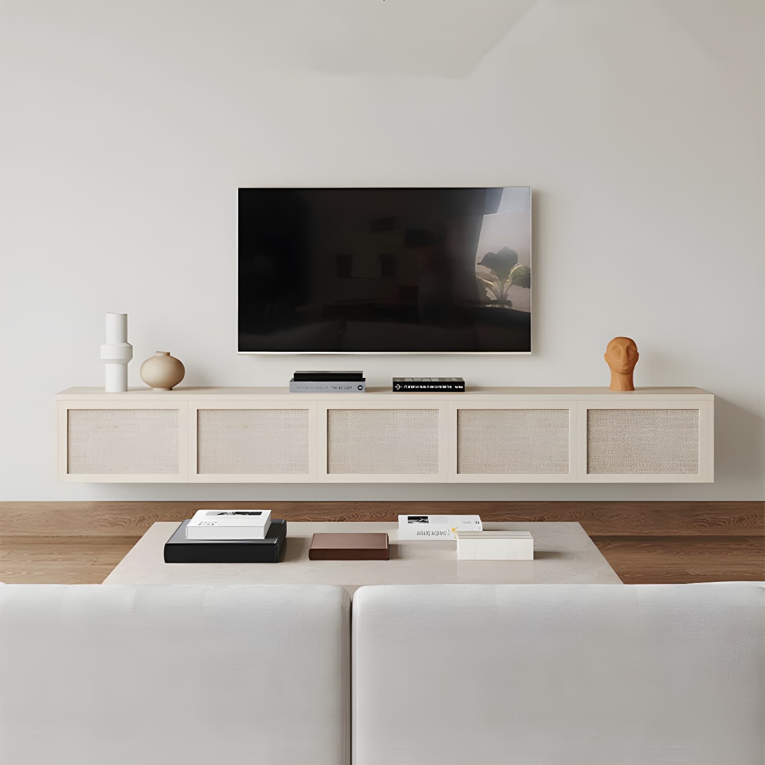Scandinavian Wood TV Stand Console Wall-mounted TV Media Stand for Living Room - image 6