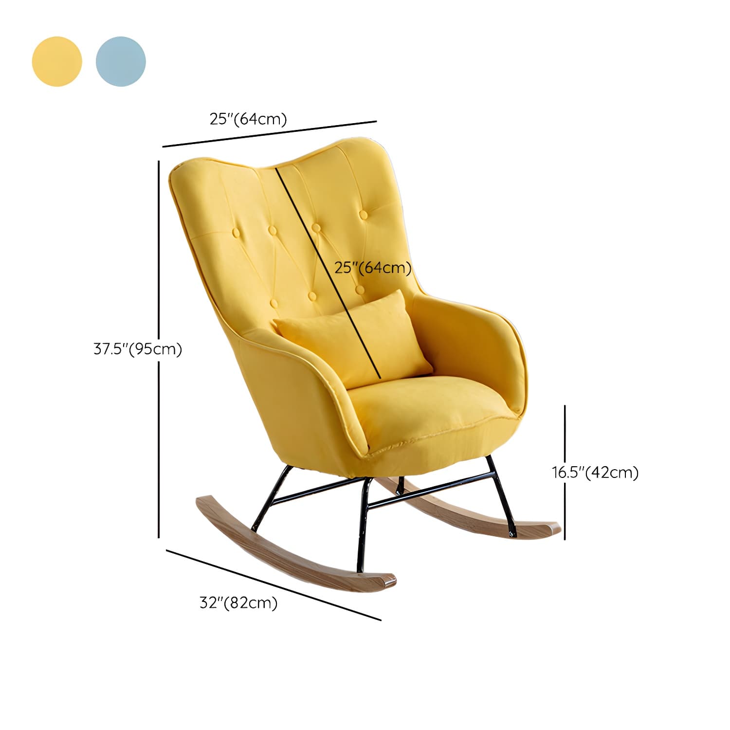 Stylish Modern Upholstered Rocking Chair with Natural Wood Legs and Tufted Back Cushion - image 21