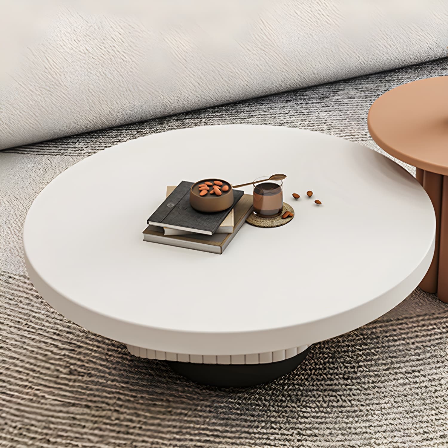Pedestal Round Coffee Table Set Modern Minimalist Cocktail Table - image 11