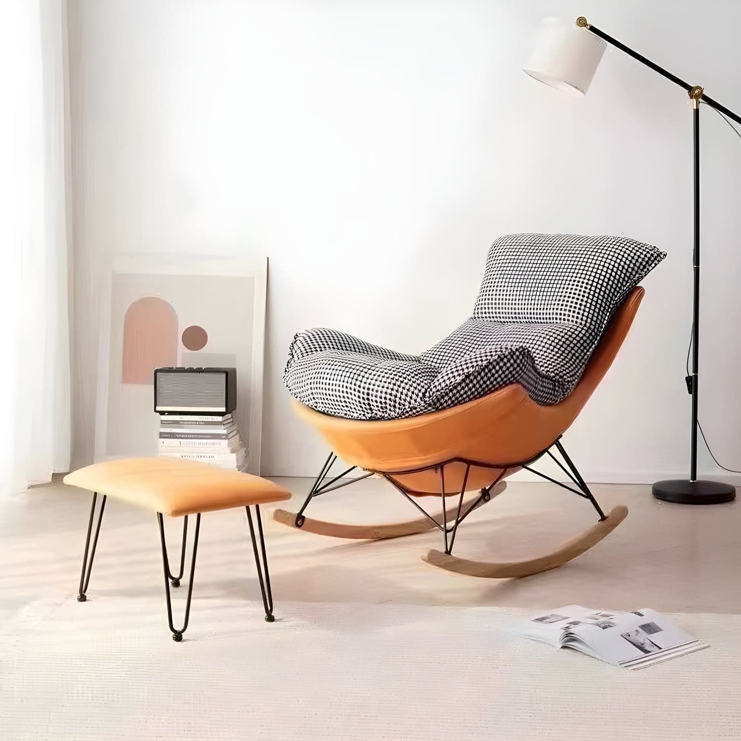 Contemporary with Light Legs Living Room Spindle Rocking Accent Chair - image 8