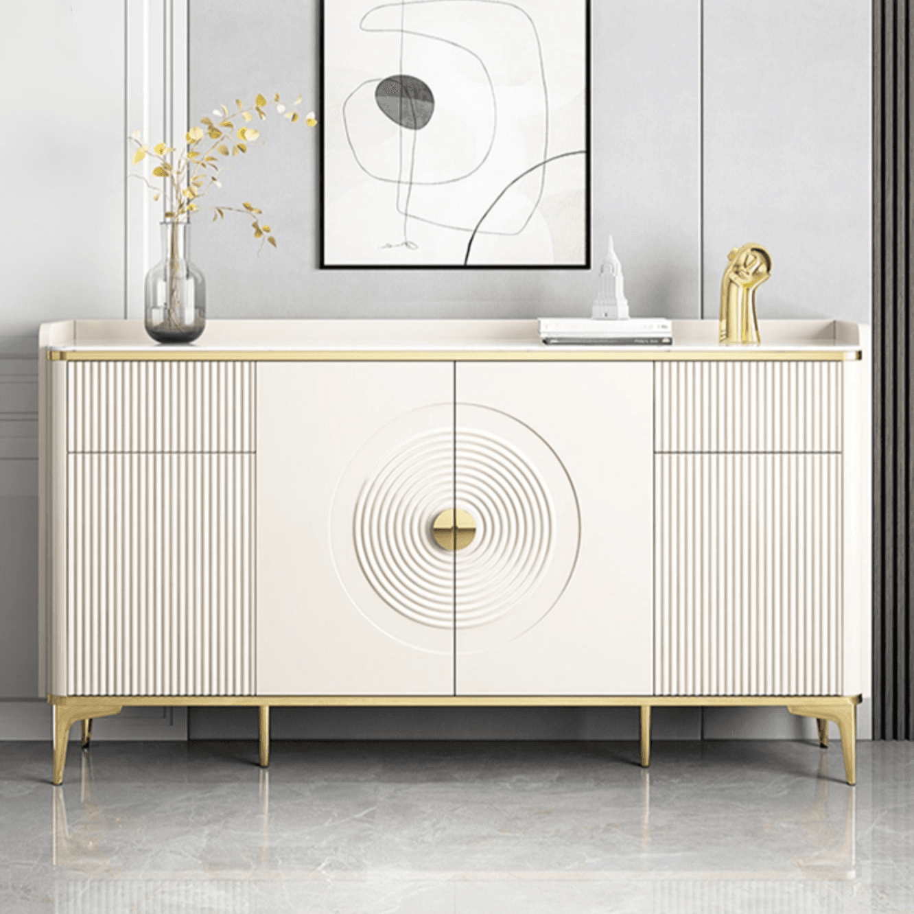 Art Deco Ground Sideboard/Server, Independent with Kitchen Tool Storage and Counter Slab - image 3