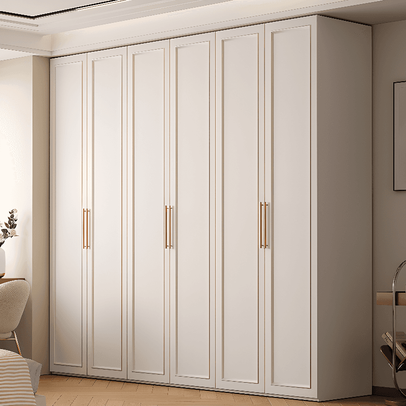 White Casual Wood Independent Armoire Cabinet with Compartments, Soft Close Door, and Interior Shelves