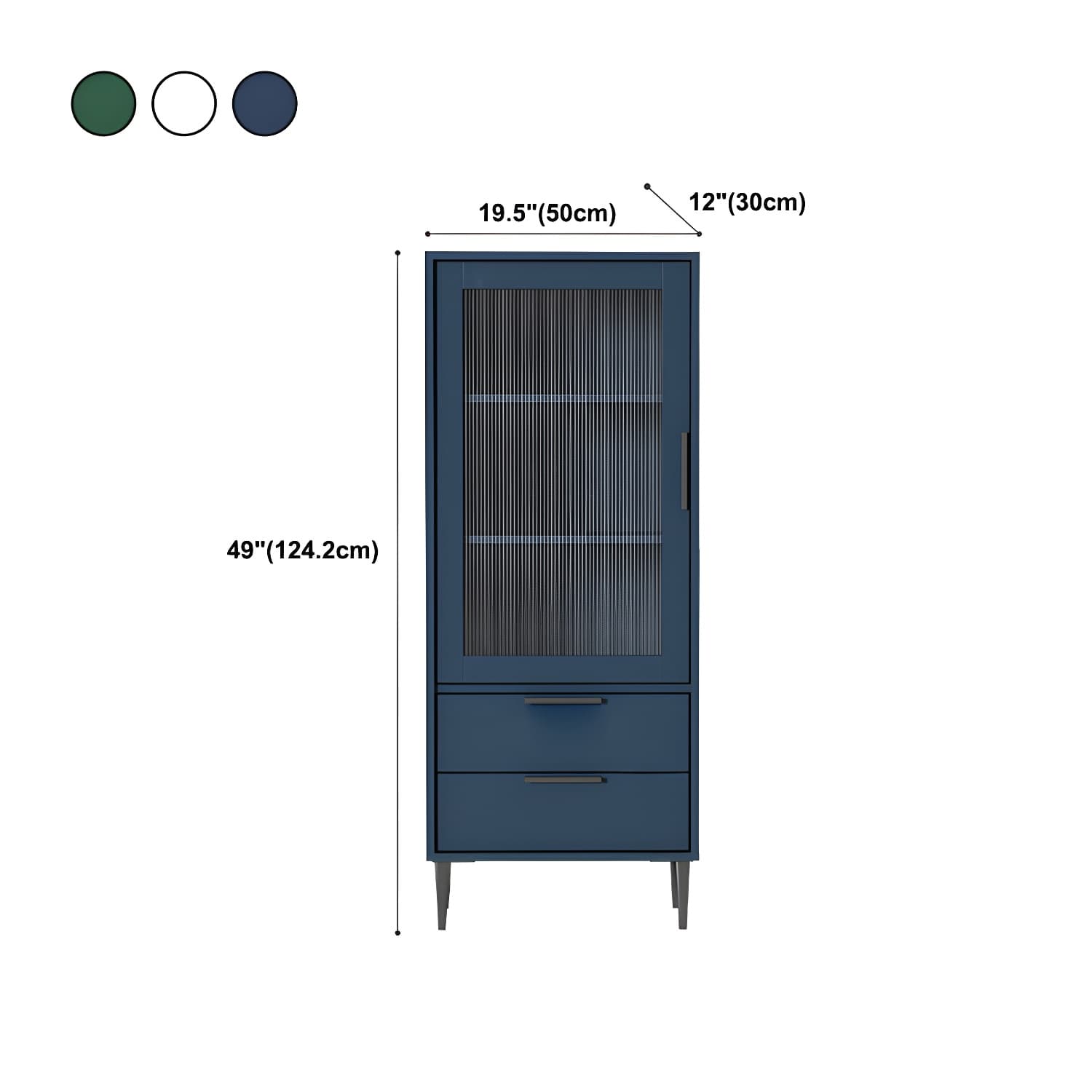 Wooden Accent Cabinet with Glass Door and 2 - Drawer 11.81" Wide Side Cabinet - image 15