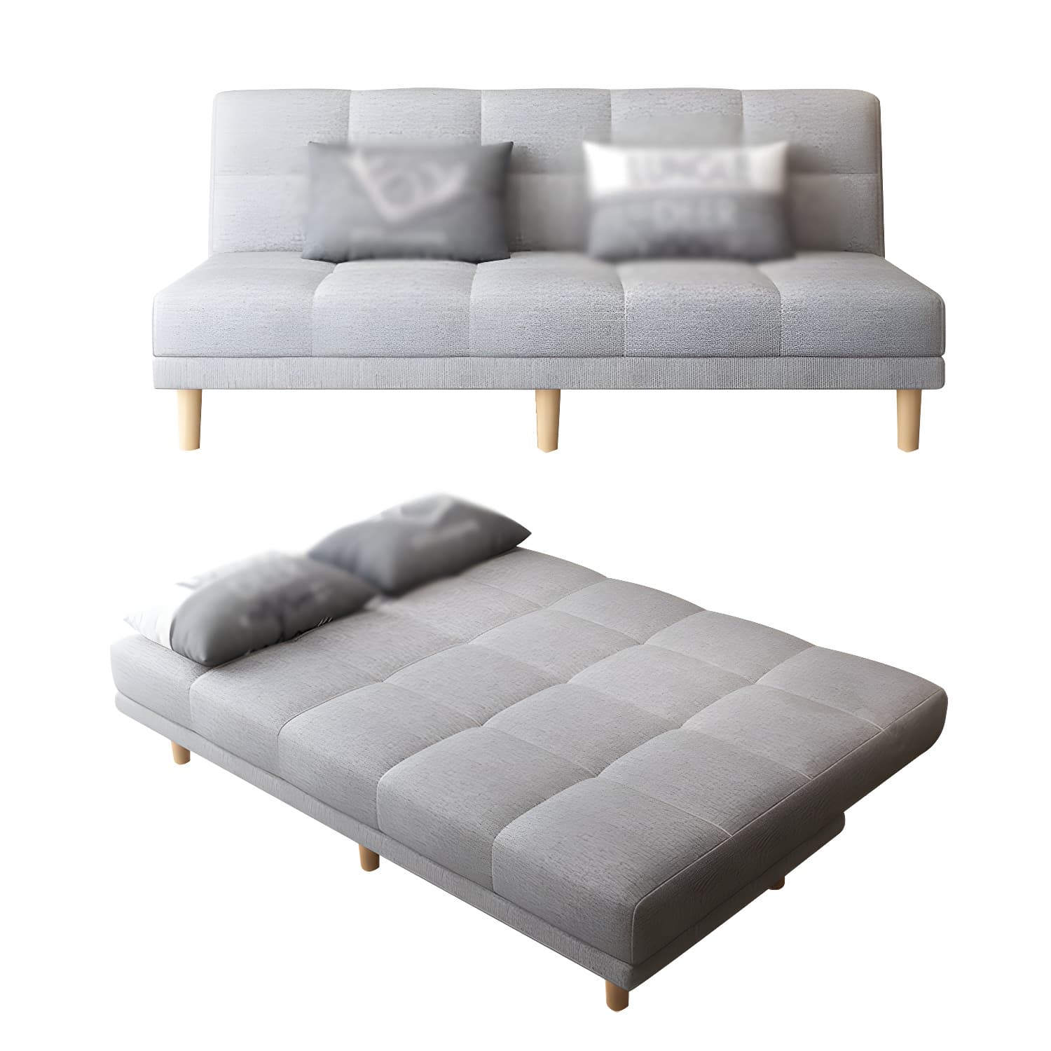 Armless Tight Back Bed Settee Cotton Blend and Faux Leather Sofa Bed - image 18