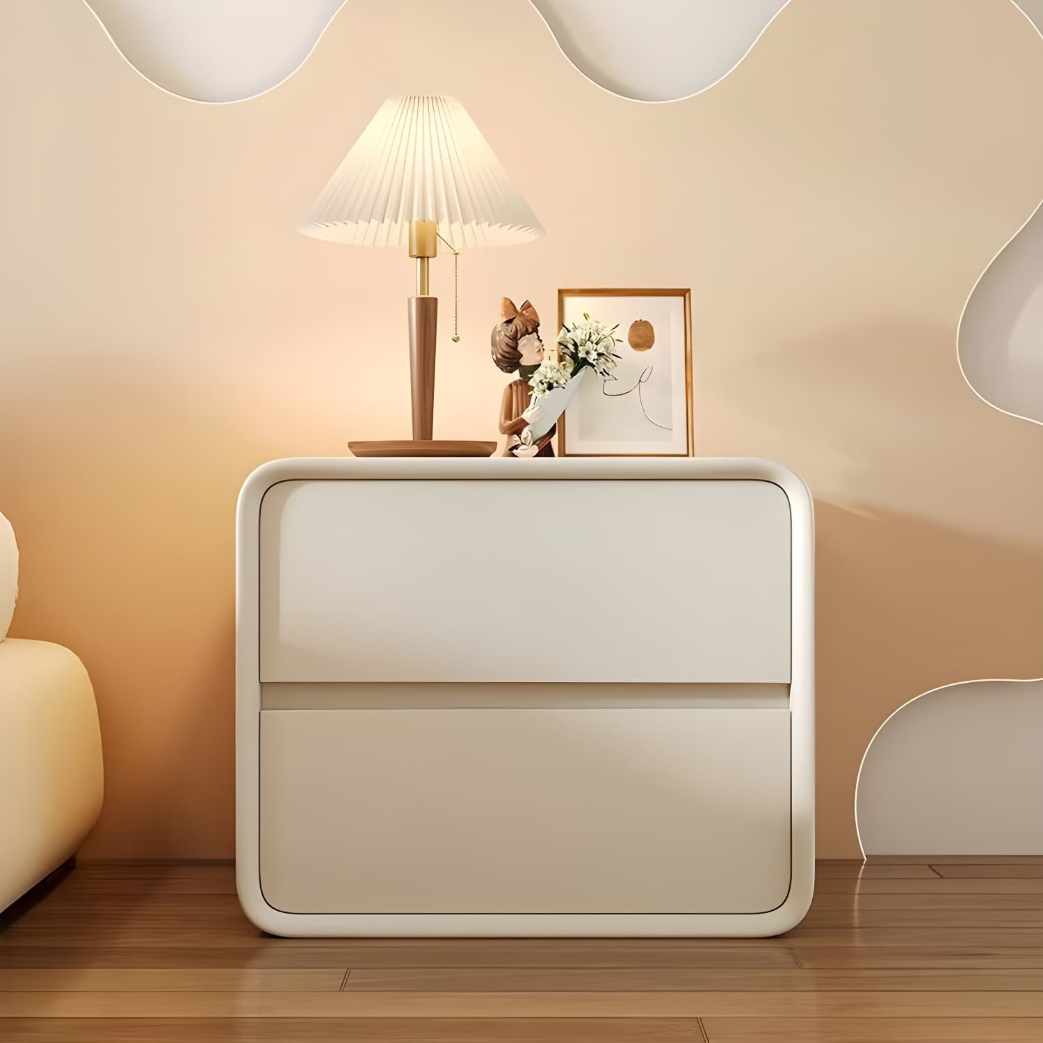 Contemporary Accent Table Nightstand Drawer Storage with 2 Drawers - image 10