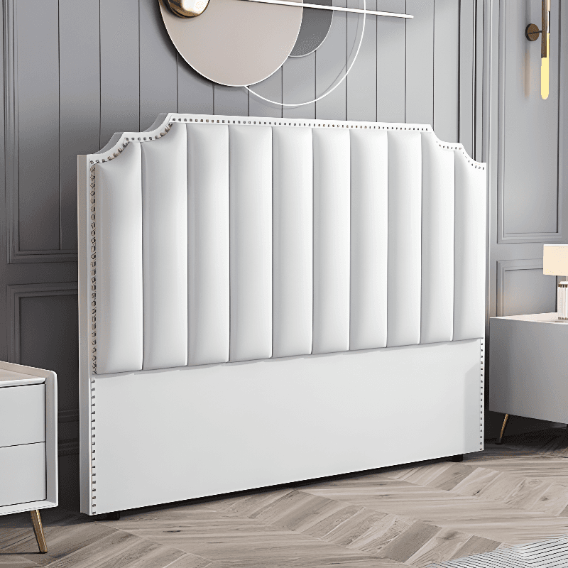 Modish Style Panel Headboard with No Distressing, Nailhead Border, Scooped Shape for Queen/Full Bed, Featuring Sponge Upholstery and Standard Height - image 9