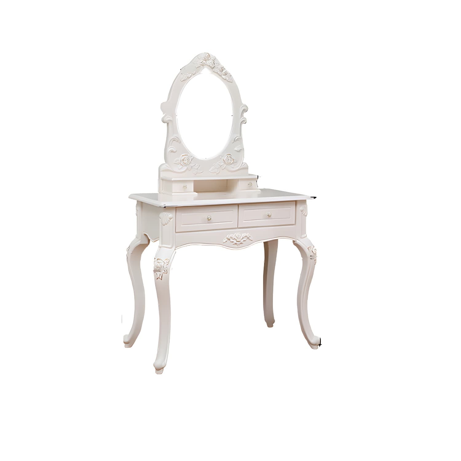 Victorian Bedroom With Drawer Mirror Solid Wood Makeup Vanity Set - image 14