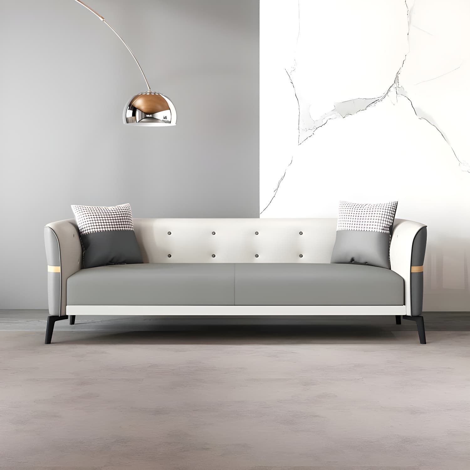 Modern Square Arm Standard Sofa Metal Legs Settee for Living Room - image 6