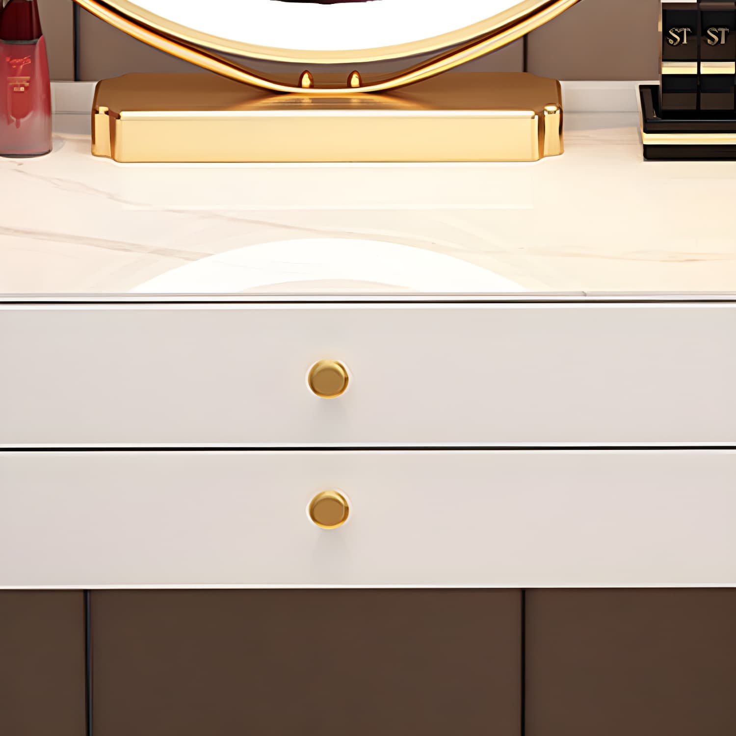 Wood Makeup Vanity Desk Table with Gold Base Storage Makeup Vanity Desk - image 16