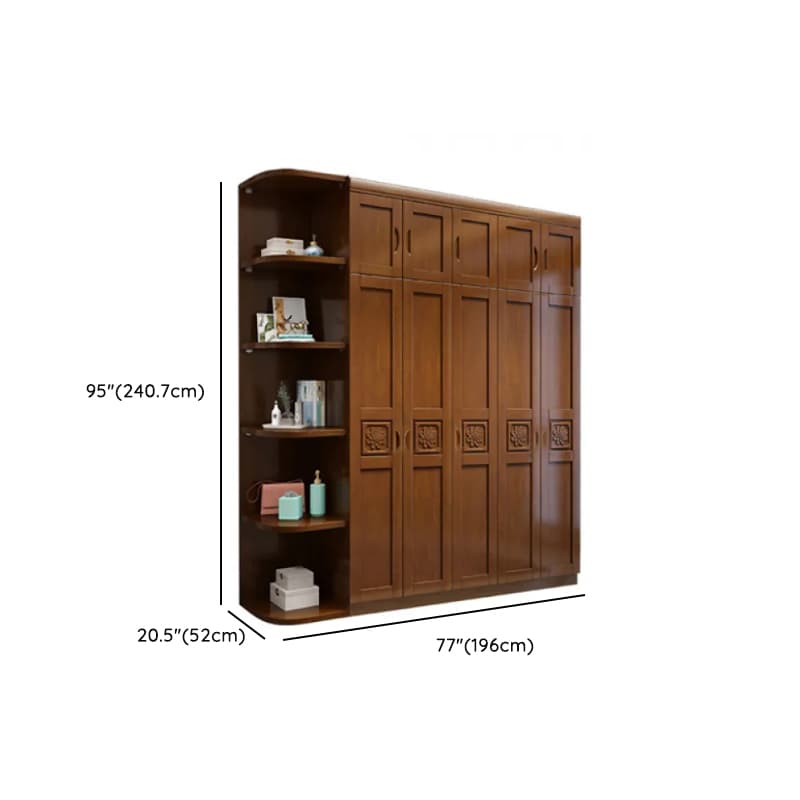 Vintage Sepia Lumber Wardrobe with Soft Close Drawer, Soft Close Door, Interior Shelves, and Hanging Rod - image 10