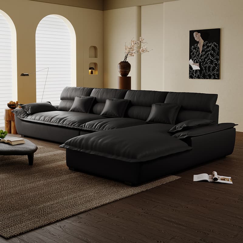 Modern Simple Style Midnight Black/Sepia/Chalk L-Shape Sofa Recliner Seats 5 - image 20