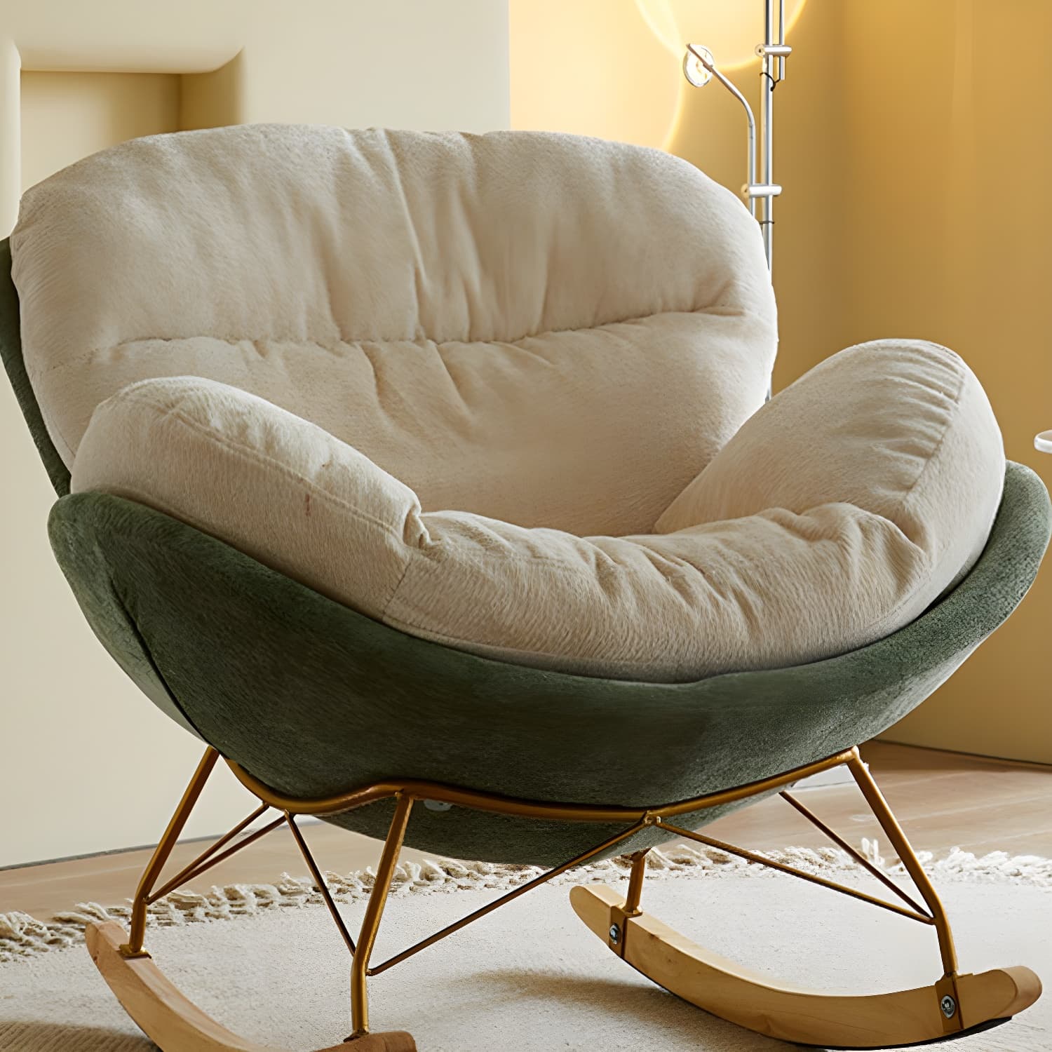 Scandinavia Rocking Accent Chair with Removable Cushions in Solid Wood - image 12