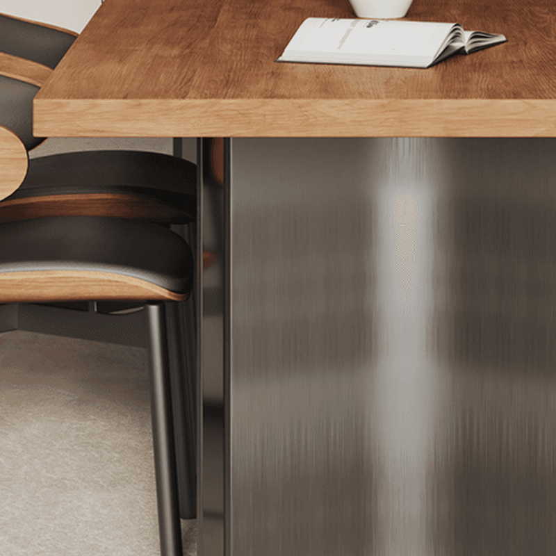 Dining Table Set with Ash Wood Top, Two-sided Pedestal Base, Padded Chair with Back for 6 People/4 People in Auburn - image 7