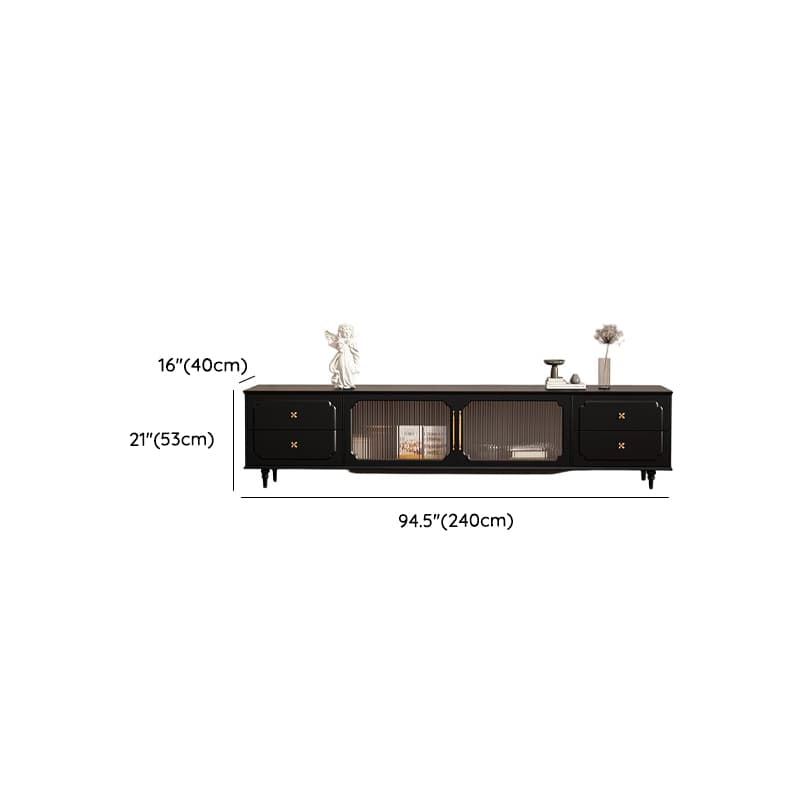 Black Art Deco Wooden TV Stand with Shelf, 4 Drawers, 2 Cabinets, and Cable Management - image 13