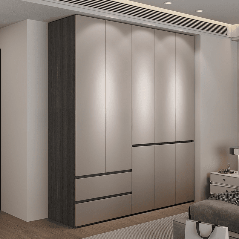 Sand Minimalist Laminate Cabinet Armoire with Soft Close Drawer, Soft Close Door, Interior Shelves, and Clothing Rod - image 3