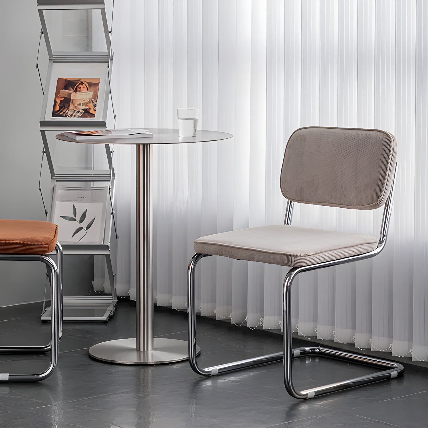 Contemporary Style Dining Chairs Armless Open Back Chairs with Metal Legs - image 9