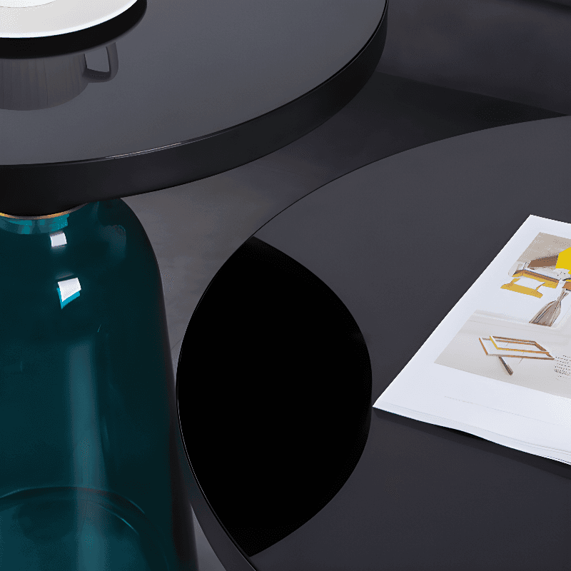 Simplistic Single Side Table with Hardened Glass and Plinth Base, Rounded Top - image 15