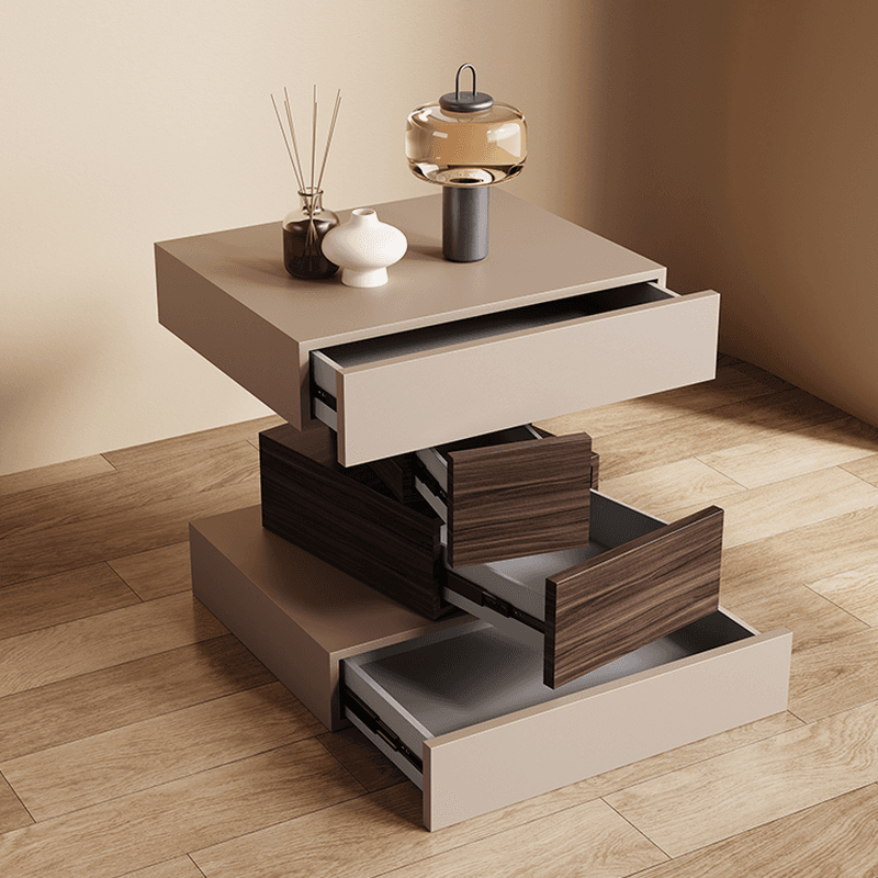 Scandinavian Synthetic Leather Drawer Storage Nightstand with 4 Drawers - image 11