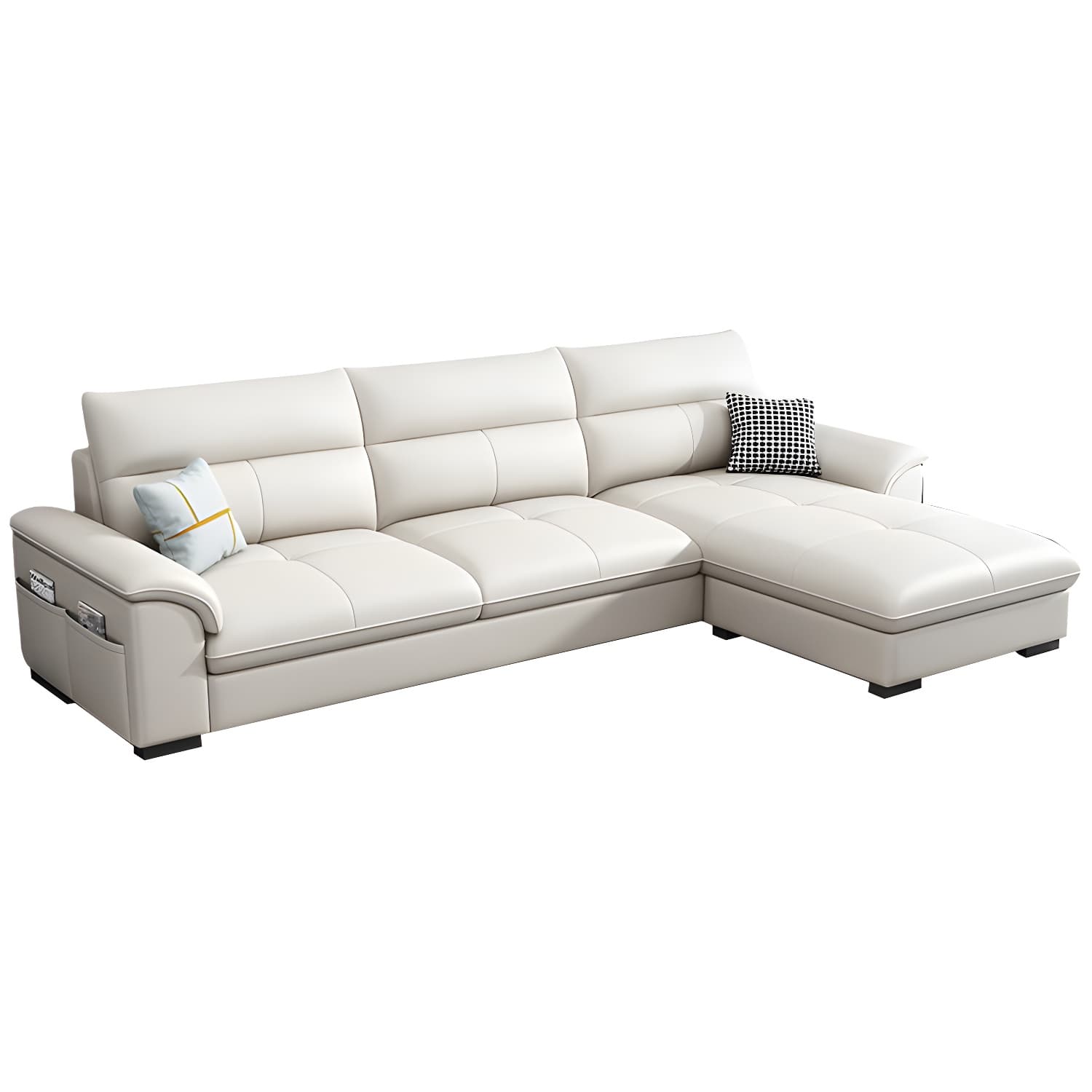 Modern Tech Cloth L-Shape Reversible Corner Sectional with Chaise in Black Pine Wood - image 14