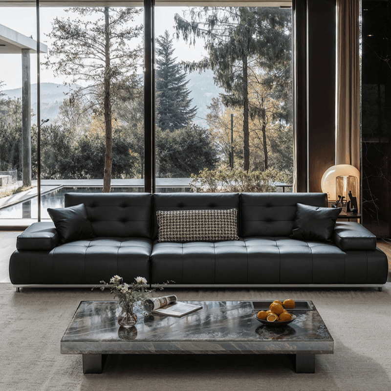 Straight/L-Shape Sofa Couch/Sofa Recliner with Tufted Back in Dark, Horizontal/Left Hand Facing, Decorative-stitched - image 5