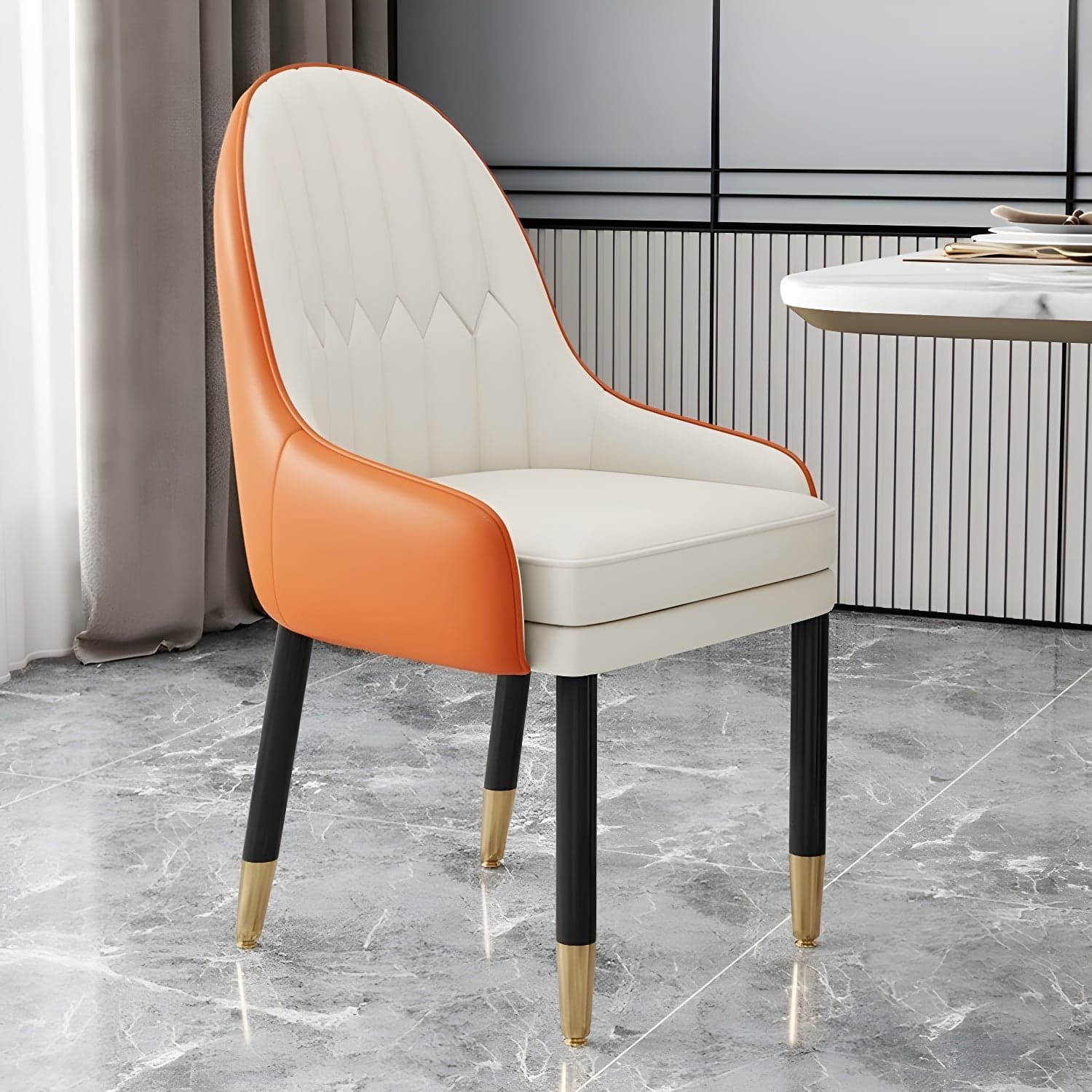 Elegant Glam Faux Leather Dining Chair with Solid Back for Kitchen & Dining - image 4