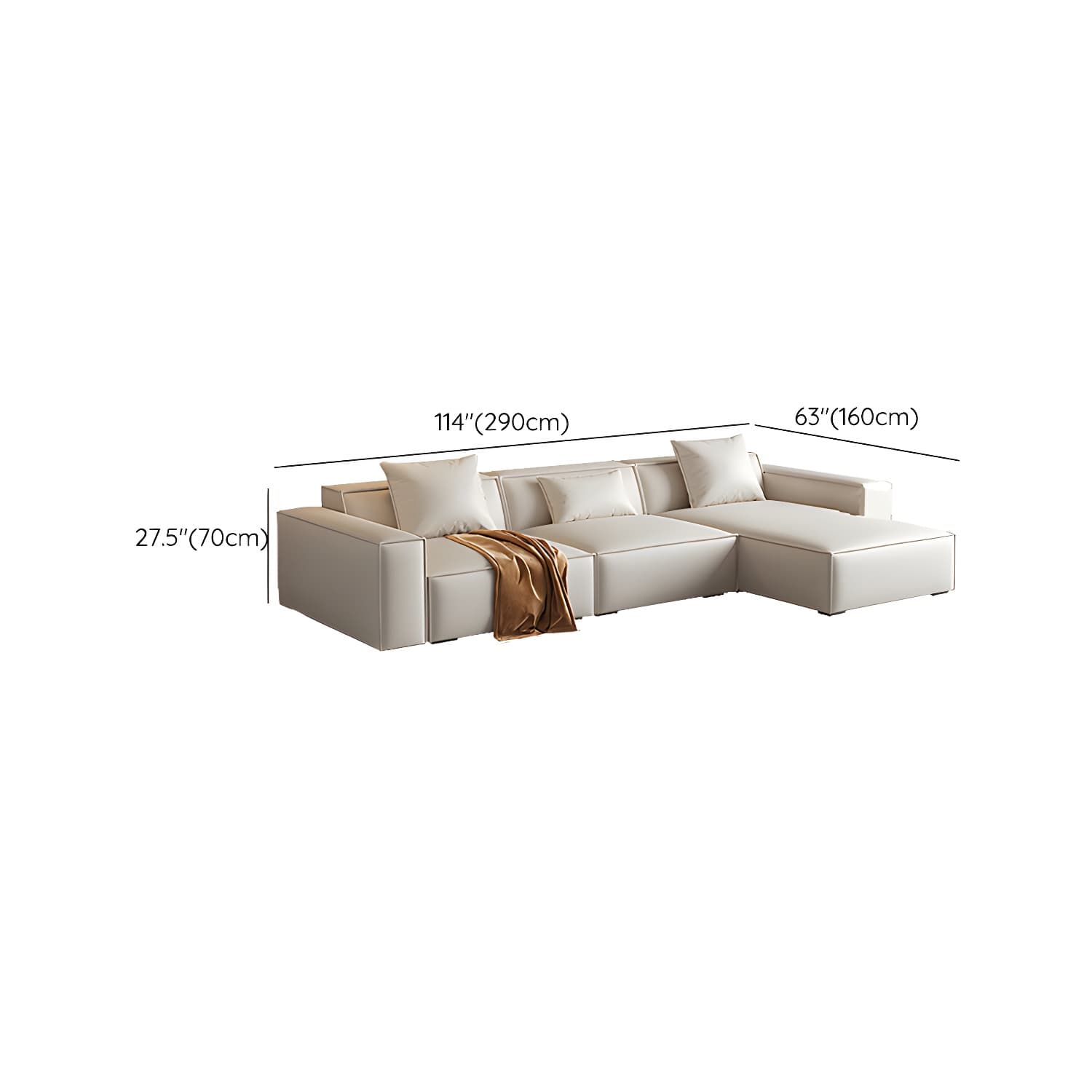 Modern Beige Square Arm Stationary Sectional Sofa in Pine Wood Frame - image 20
