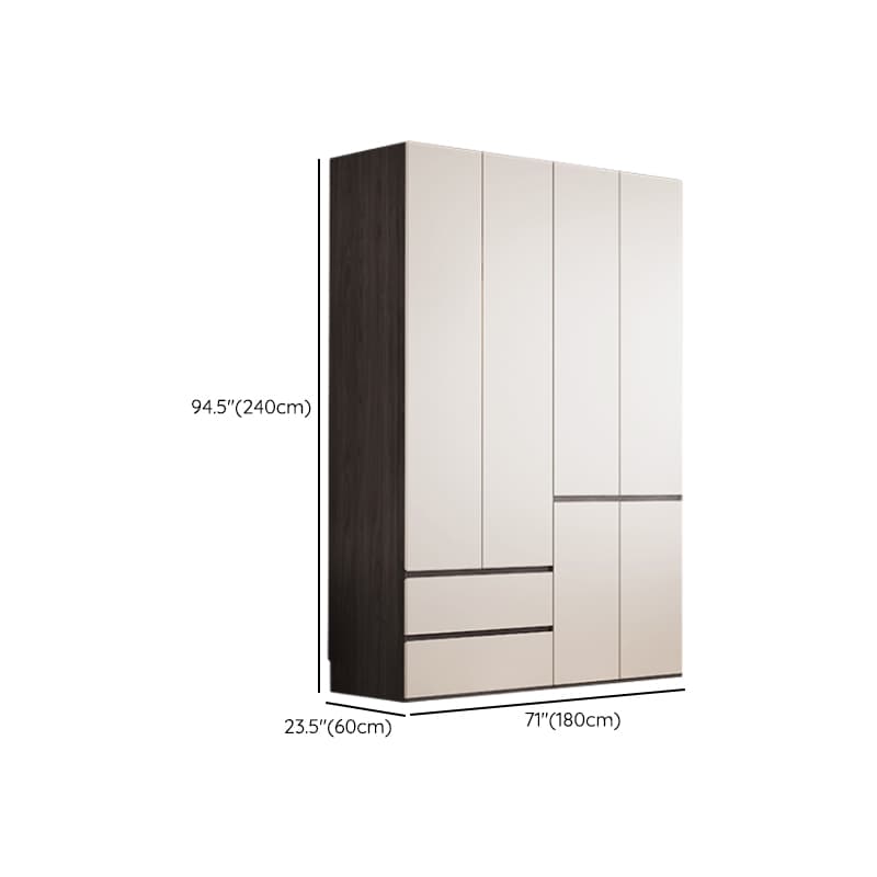 White Minimalist Manufactured Wood Independent Wardrobe Closet with Soft Close Drawer, Soft Close Door, and Interior Shelves - image 21