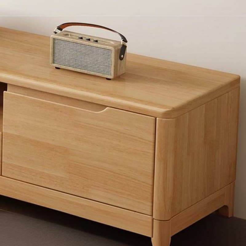 Scandinavian Low Profile 40cm Wide Wood TV Stand with Two Drawers and Cabinet No Assembly Required - image 11