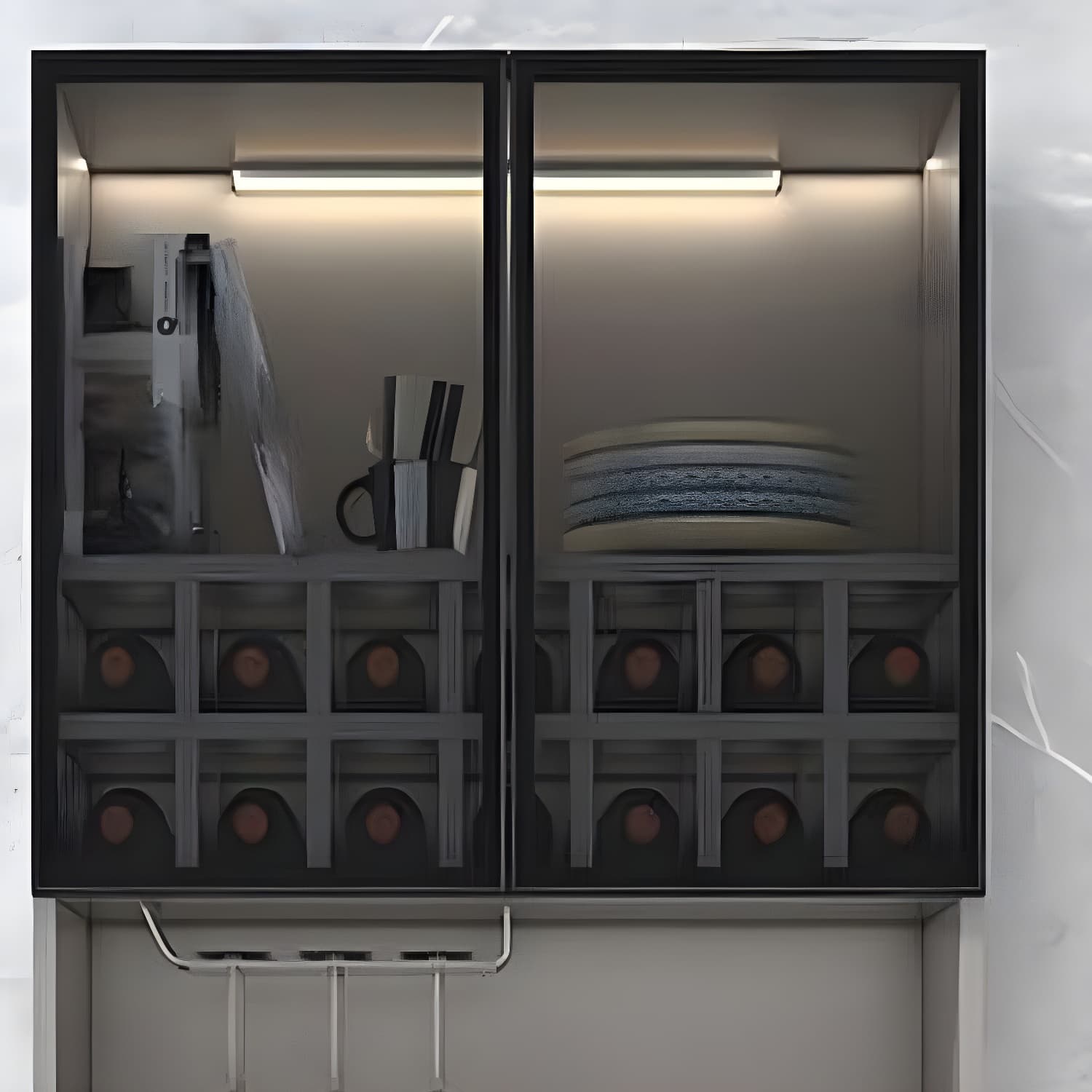 Luxurious Dark Wood Sideboard with Glass Doors and Elegant Stemware Rack - image 14