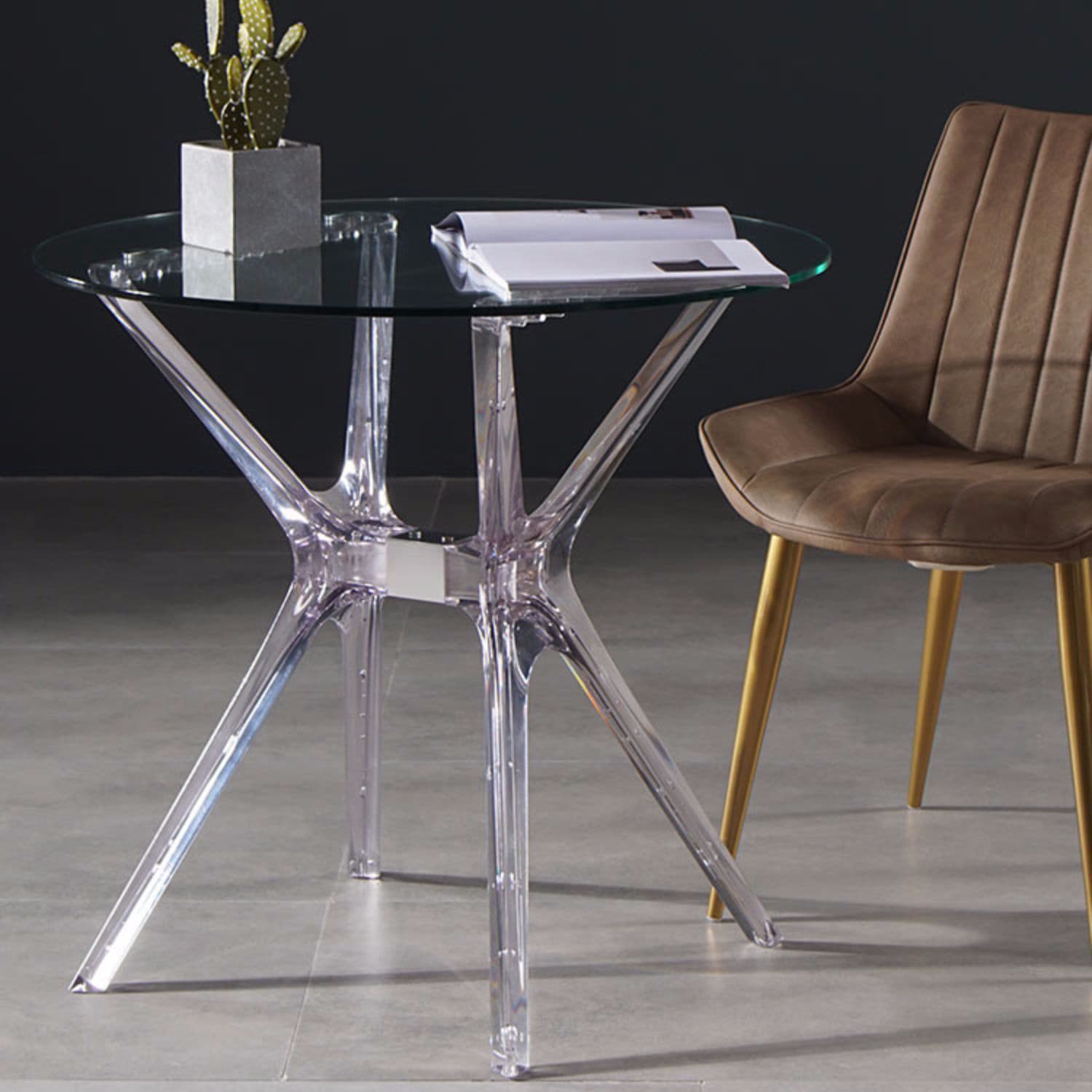 31.5" Modern Style Dining Table Round Glass Pedestal Dining Table for Home Use - image 9