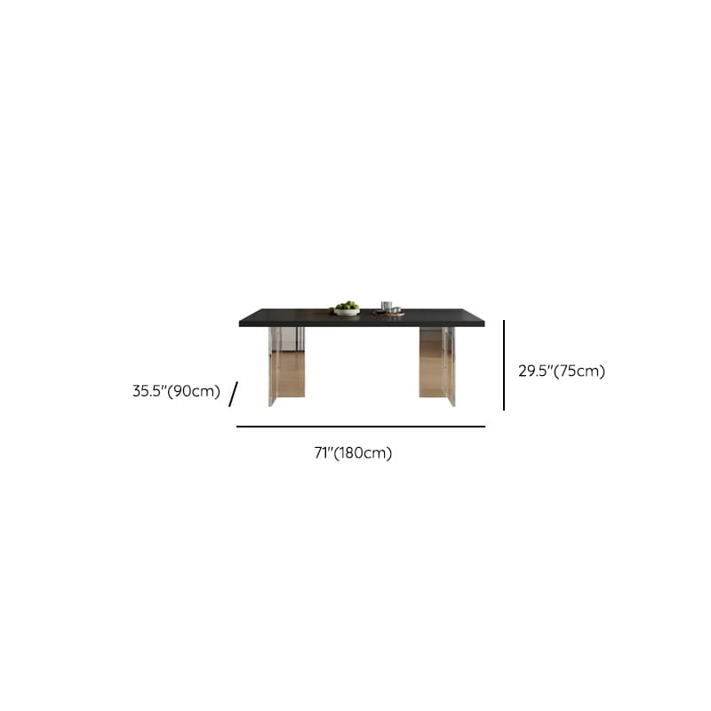 Minimalist Rectangular Dining Table Set with Two-sided Pedestal and Fixed Table, Featuring Back Chairs in Midnight Black - image 13