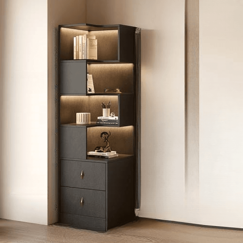 Modish Timber White/Ink/Gray Nook Accent Chest with 4 Exterior Shelves & Soft Close Drawer - image 14