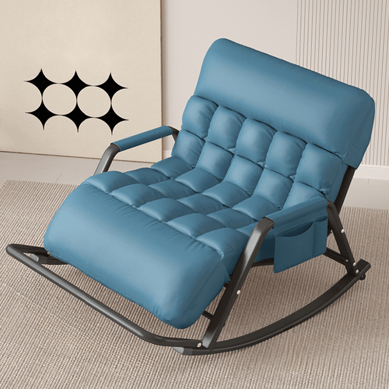 Black/Grey/Cerulean Simple Upholstered Rocking Seat for 2 with Padded Track Arm