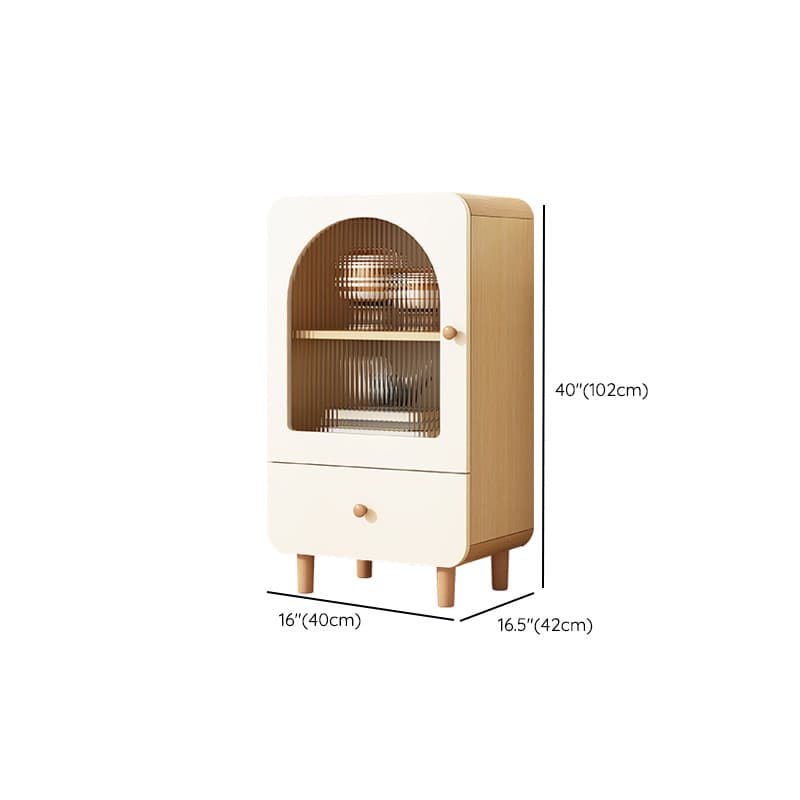 Modern White Lumber Narrow Sideboard with Single Drawer, 4 Shelves/Three Internal Shelves/Two Internal Shelves, Glass-panel Door - image 27