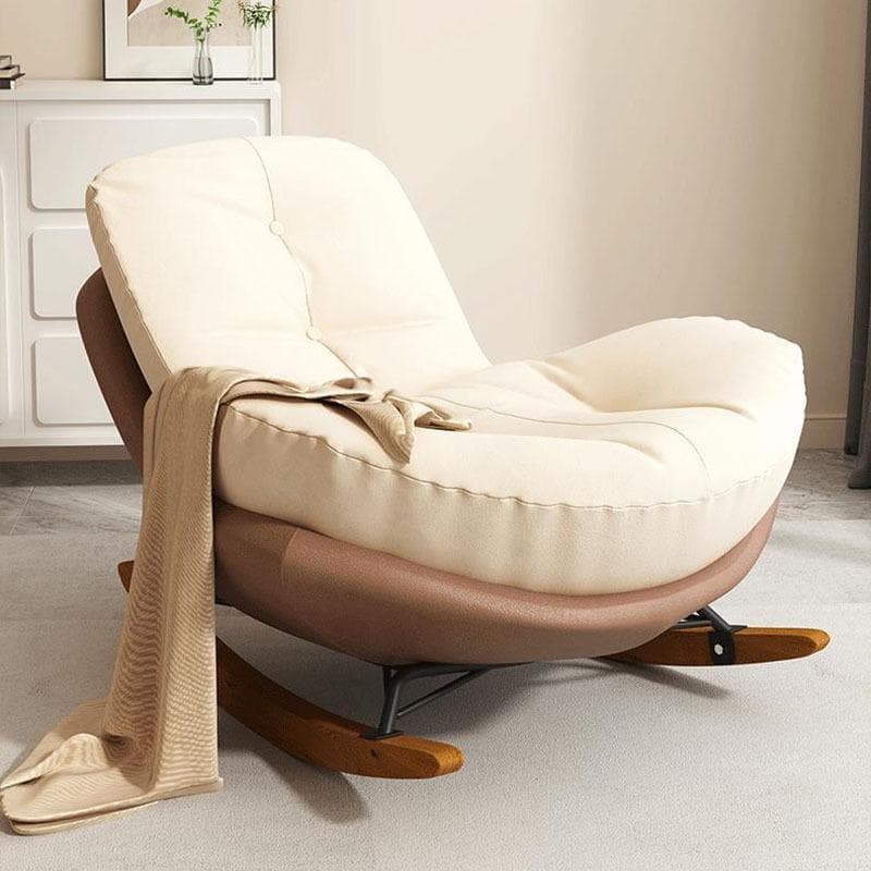 Cotton Upholstered Indoor Rocking Chair with Solid Wood Legs, Compact Design for Small Spaces - image 7