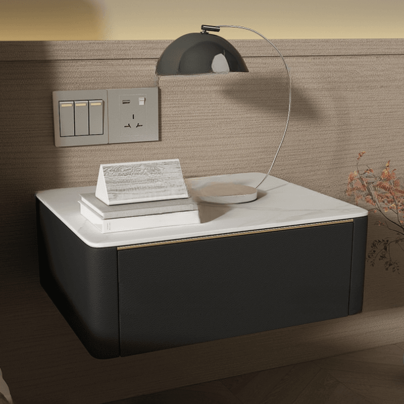 Organic Stone Countertop 1 Drawer Bedside Cabinet with Hanging Shelf
