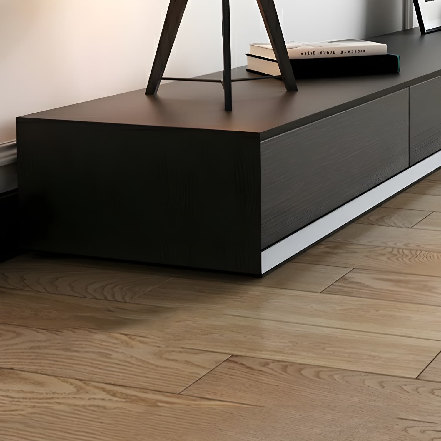 Modern Minimalist Black Finish TV Stand Console with Storage Drawers - image 9