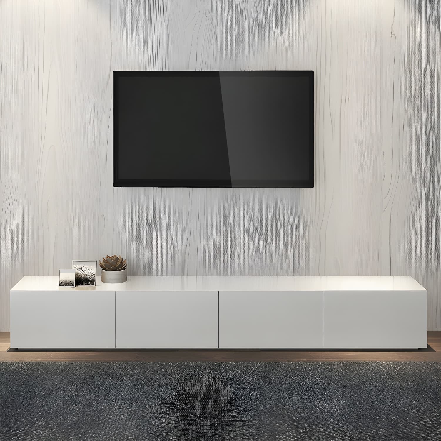 Modern TV Stand with Drawers and Soft Close Glides - Low Height, Wood Material - image 11