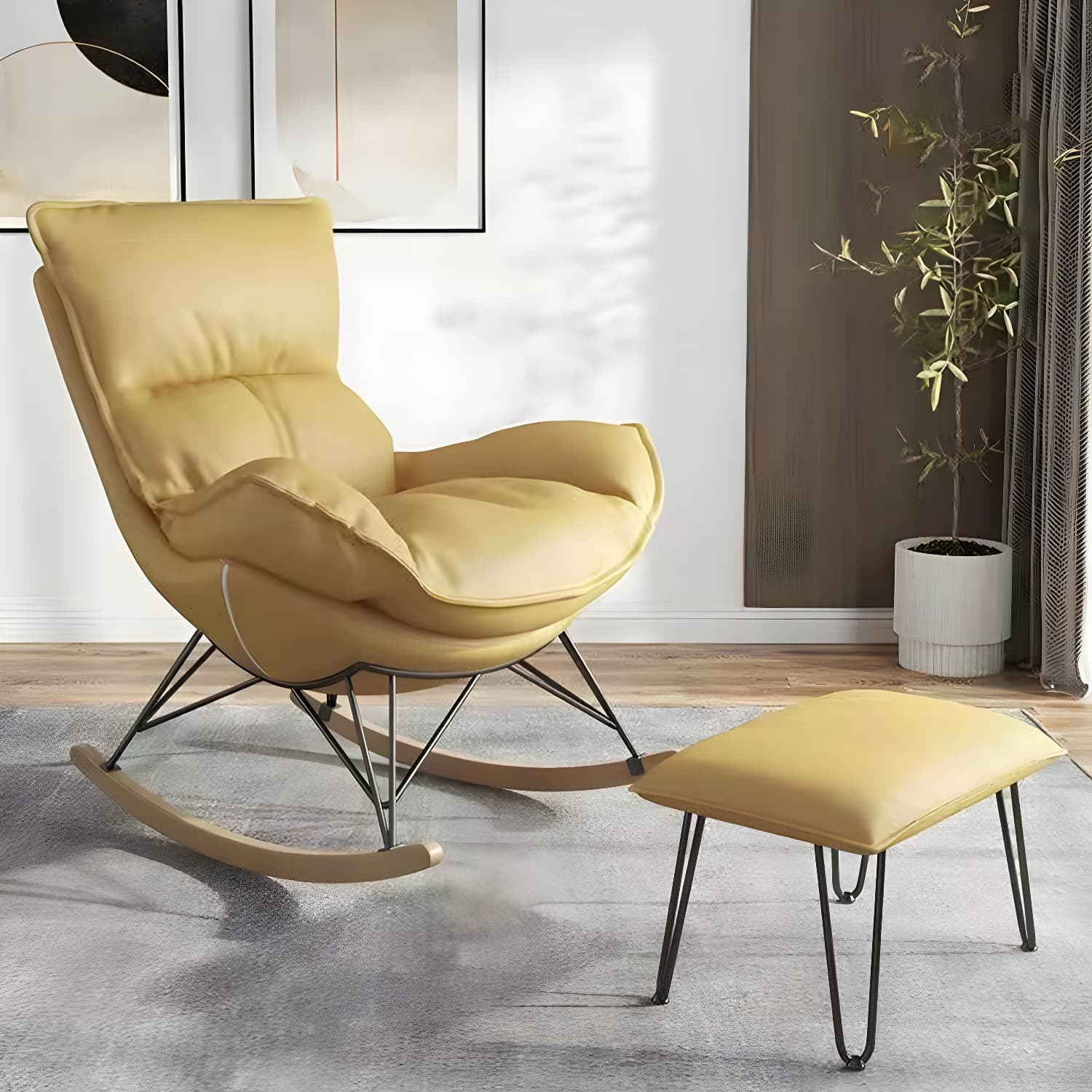 Contemporary with Light Legs Living Room Spindle Rocking Accent Chair - image 14