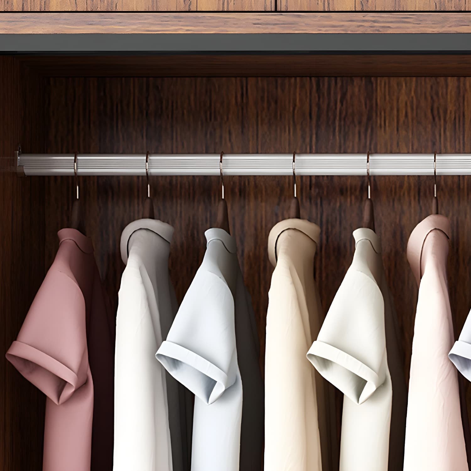 Non-Adjustable Traditional Brown Wood Wardrobe Armoire with Sliding Doors and Soft Close Drawers - image 7