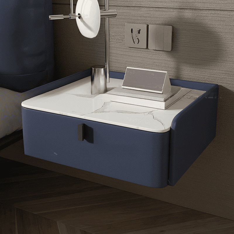 Organic Modern Bedside Cabinet Nightstand with 1 Drawer, Stone Countertop, and Hanging Shelf - image 3