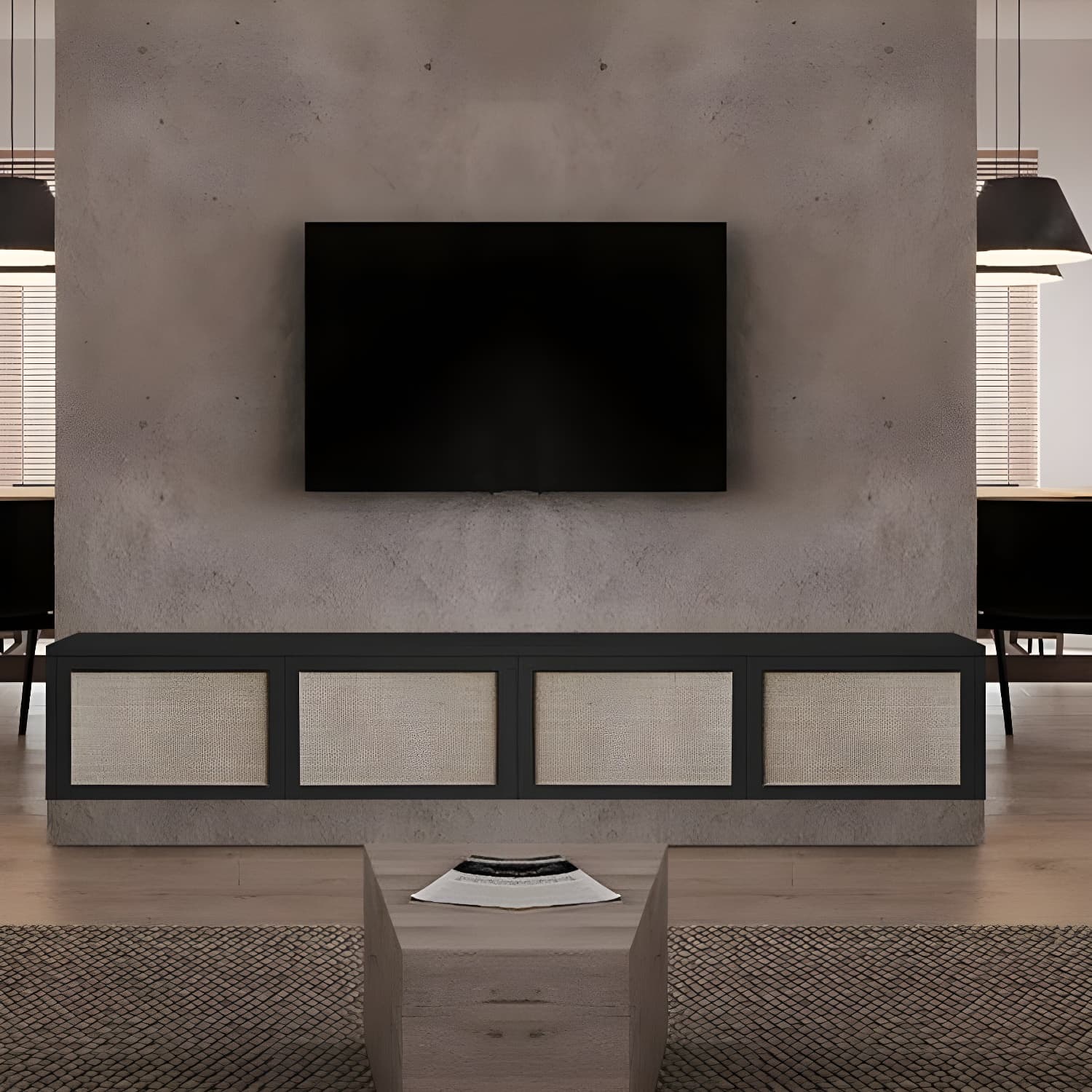 Scandinavian Wood TV Stand Console Wall-mounted TV Media Stand for Living Room - image 8