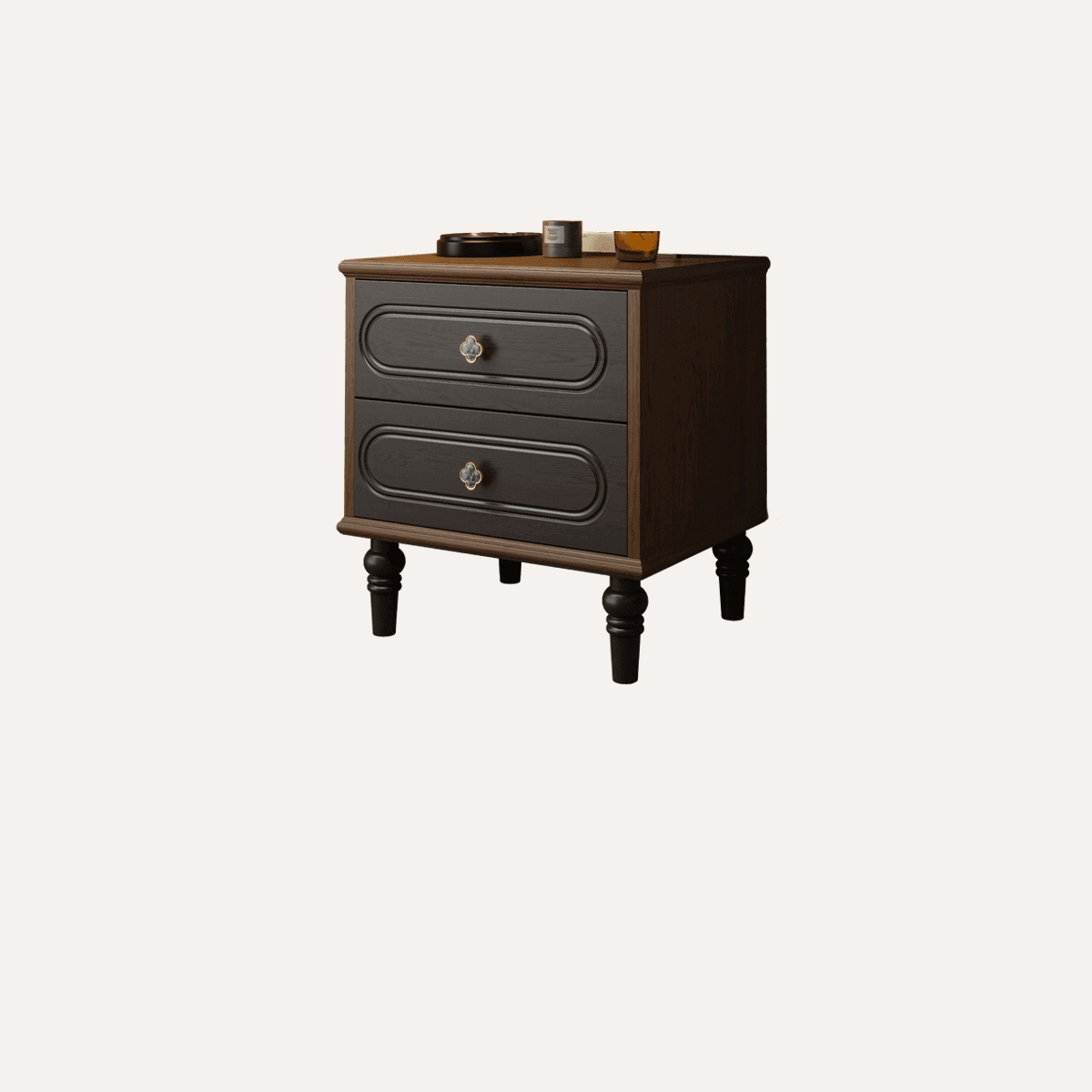 Organic Modern Nightstand With Drawer Organization Featuring 2 Drawers, Natural Wood Countertop, and Leg - image 6