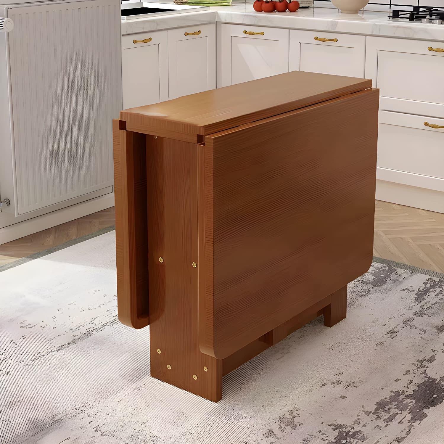 Modern Rectangular Wood Dining Table with Pedestal Base, Seats 4, Drop Leaf Design - image 3