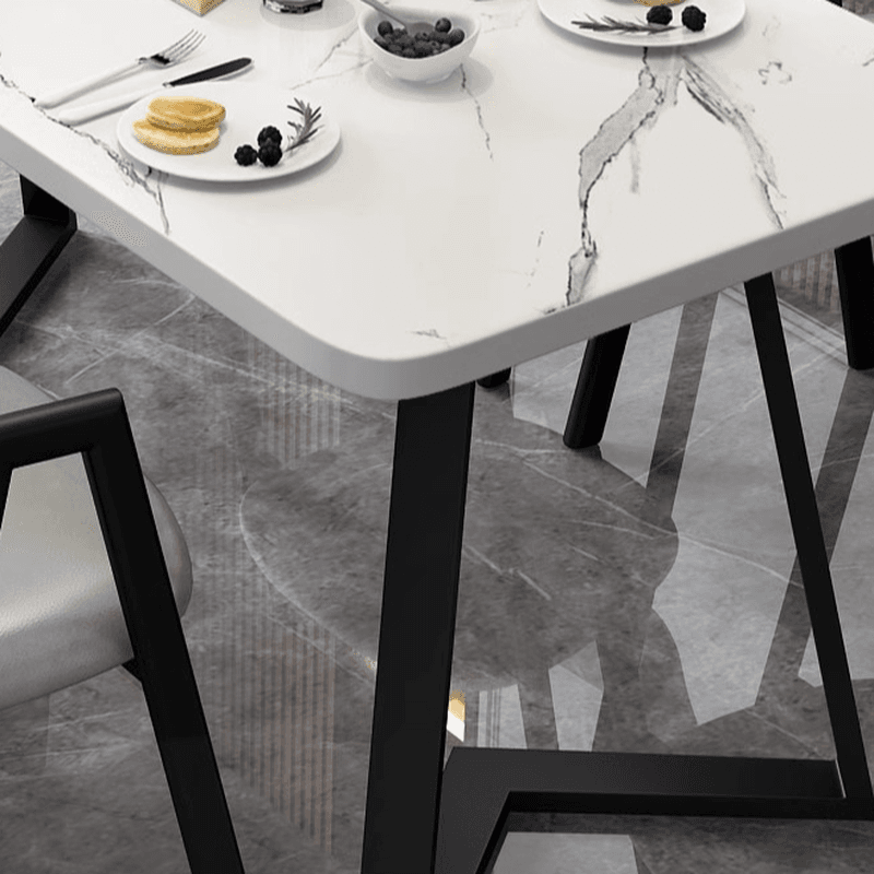 Dining Table Set with Recycled Wood Sleighing Base, Padded Chair, Back and Armrest, 5-piece in White - image 10